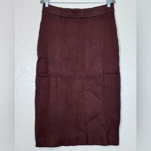 Chocolate brown ribbed fitted skirt, size 2X